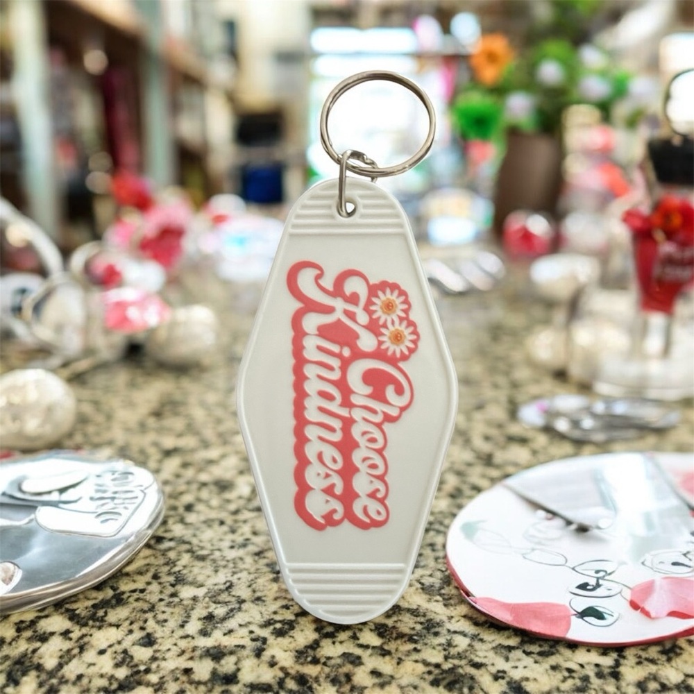 White Keychain with 'Choose Kindness' Design